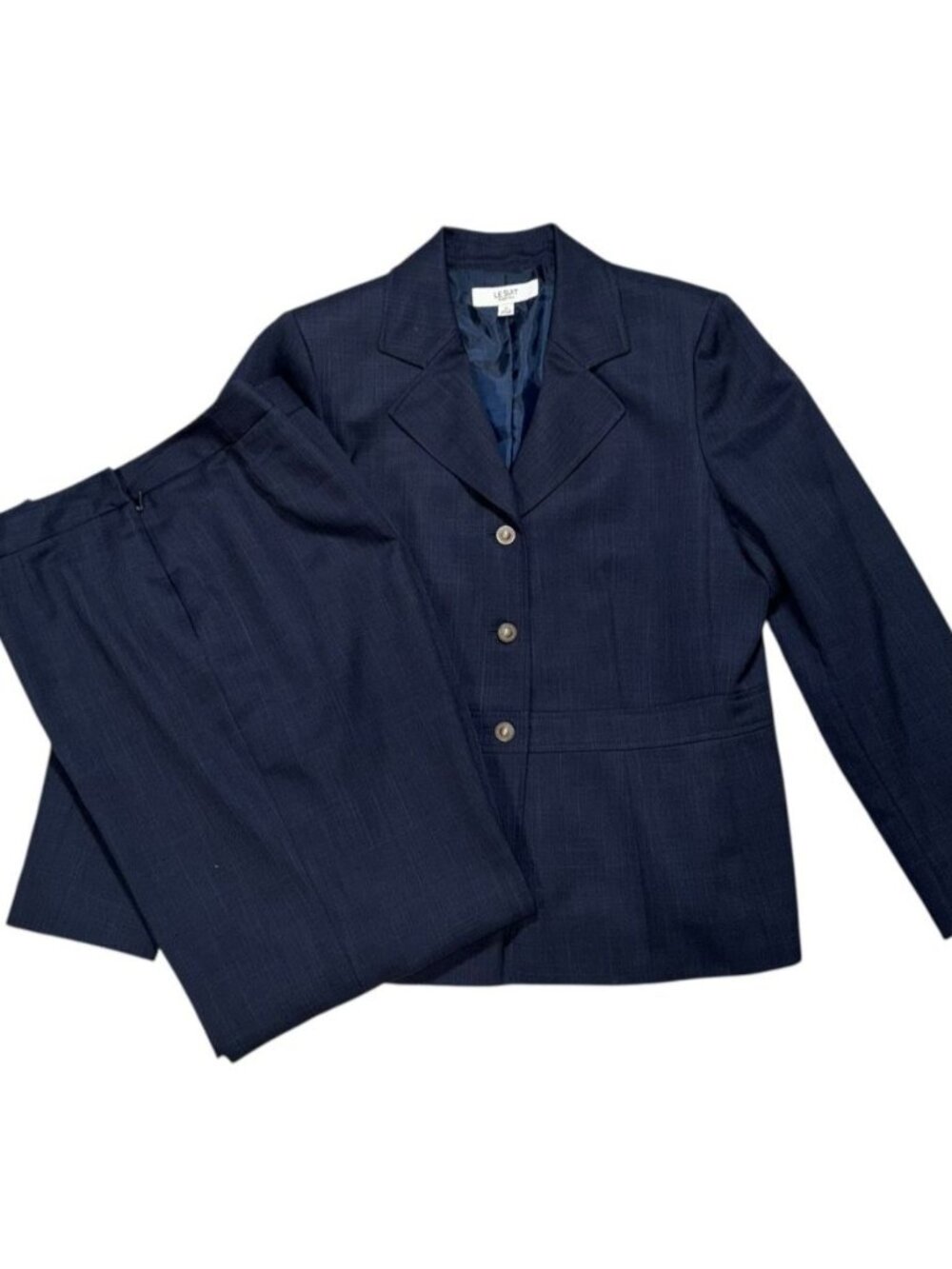 Le Suit Essentials Navy Pant Suit Women’s Size 14 Career Lined